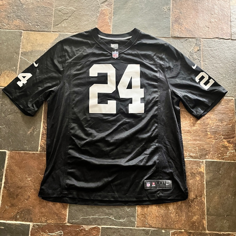 Nike On Field Marshawn Lynch Raiders Black and White Men's Jersey